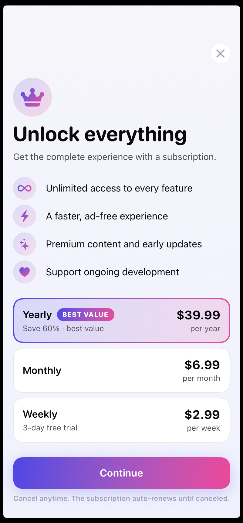 Chess Clock — paywall / subscription